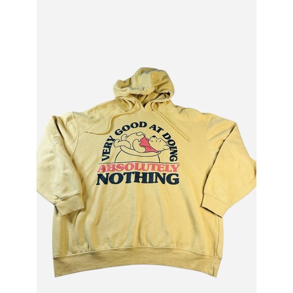 Disney Winnie The Pooh Hoodie Yellow Large Very Good At Doing Absolutely Nothing - Picture 1 of 7